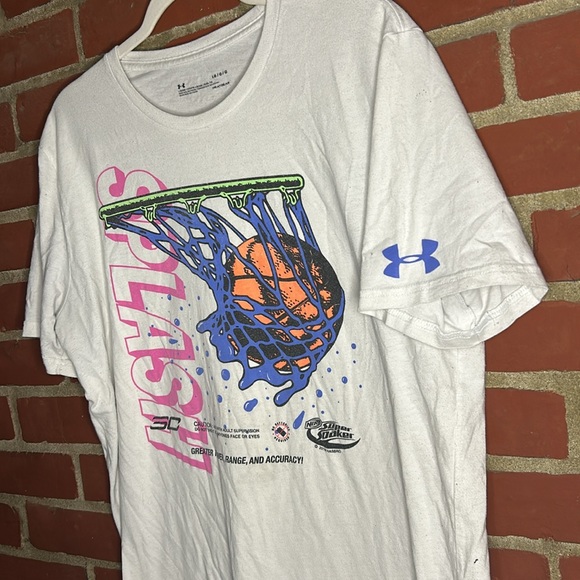 Under Armour Stephen Curry 7 x Nerf Super Soaker White T Shirt Mens Size L - Picture 3 of 7